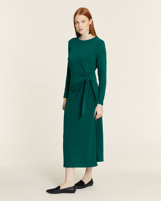 VESTIDO ANUDADO DE PUNTO VERDE
