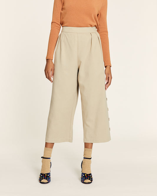 CULOTE TENCEL CON BOTONES BEIGE