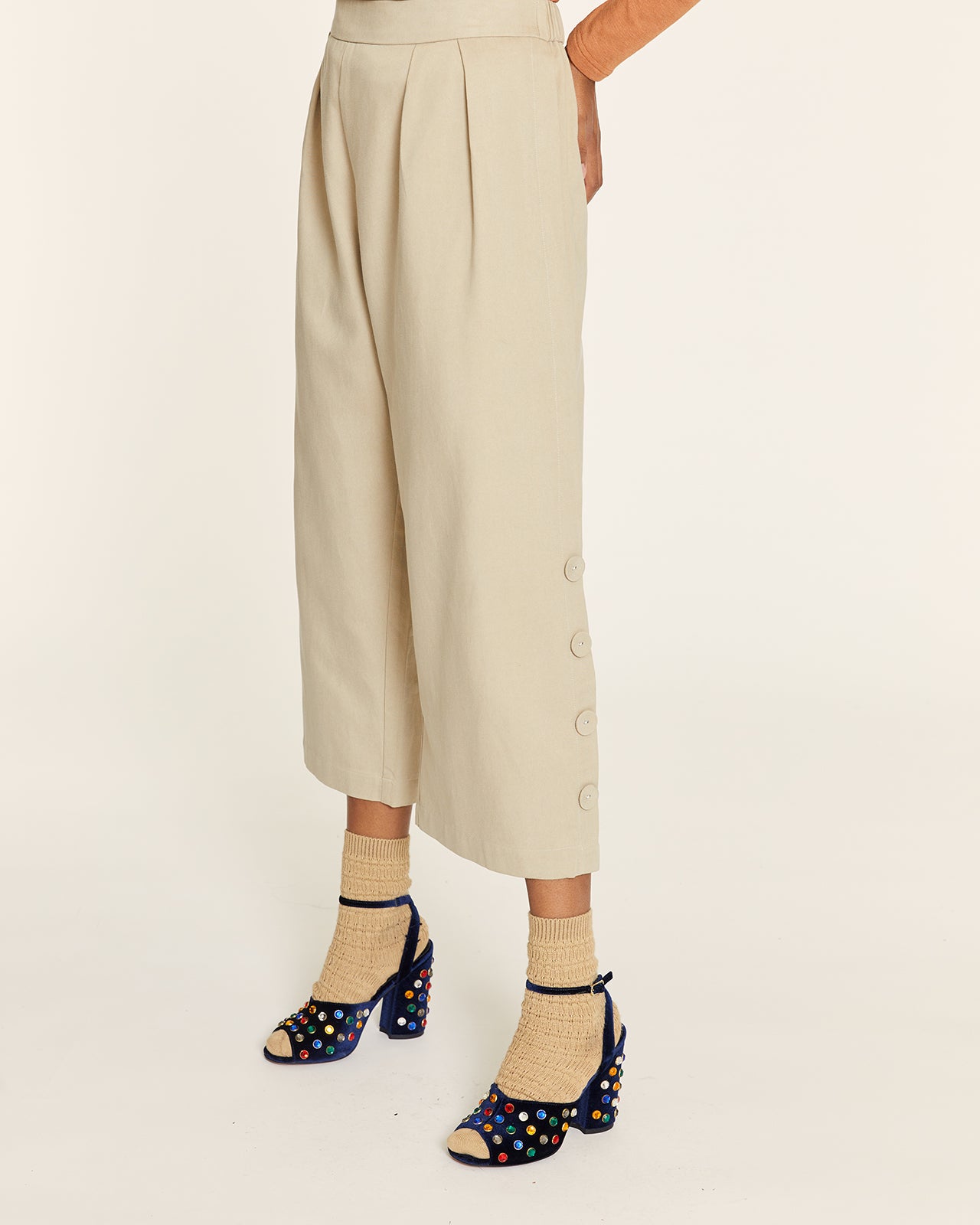 CULOTE TENCEL CON BOTONES BEIGE