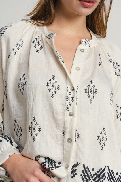 BLUSA ESTAMPADA MANGA LARGA