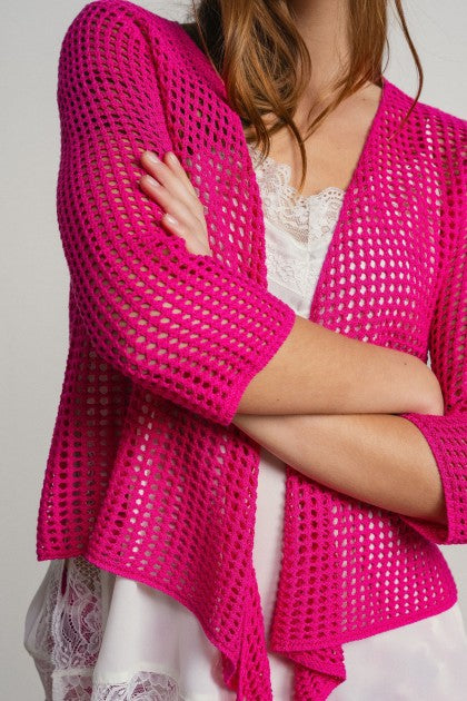 CHAQUETA DE CROCHET FUSIA
