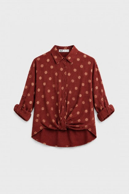 CAMISA DE LUNARES CON NUDO DELANTERO