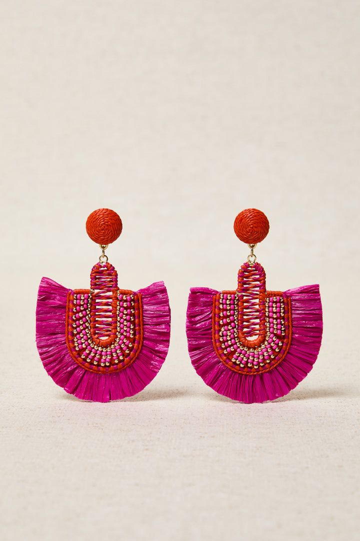 PENDIENTES ABANICO FUCSIA