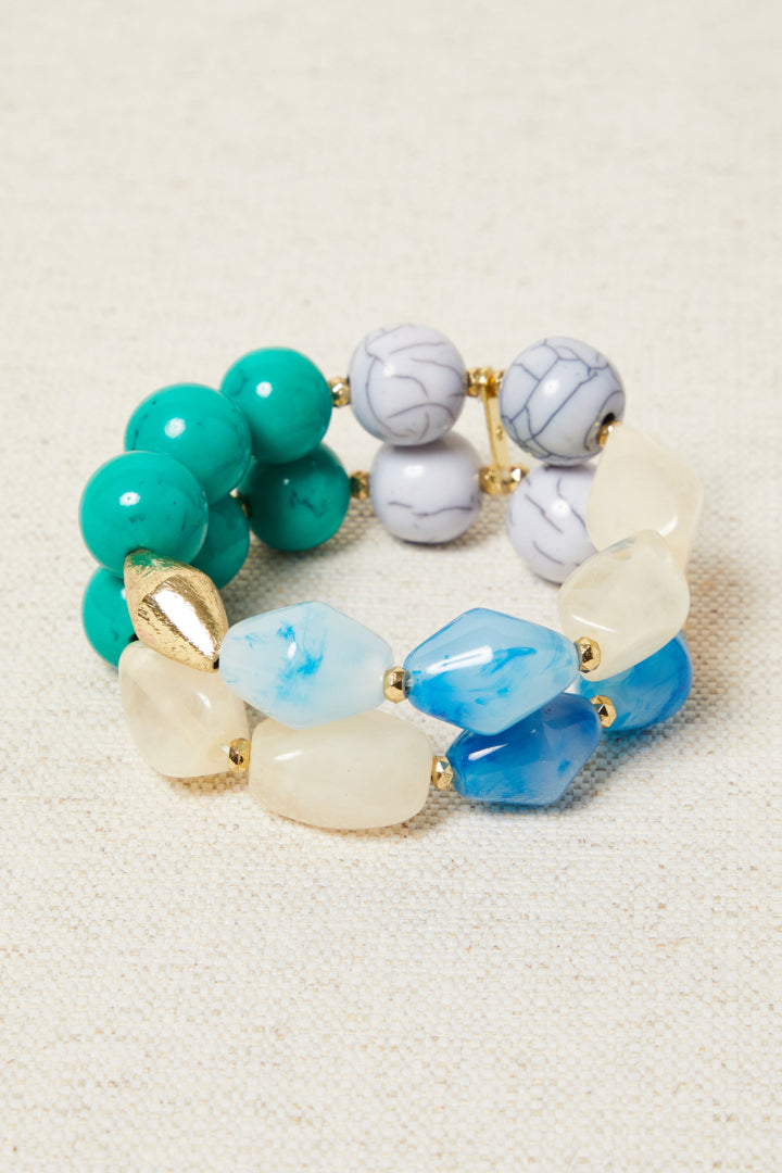 PULSERA MIL MUNDOS NACAR VERDE CON BAÑO DE ORO