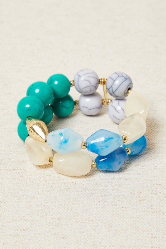 PULSERA MIL MUNDOS NACAR VERDE CON BAÑO DE ORO