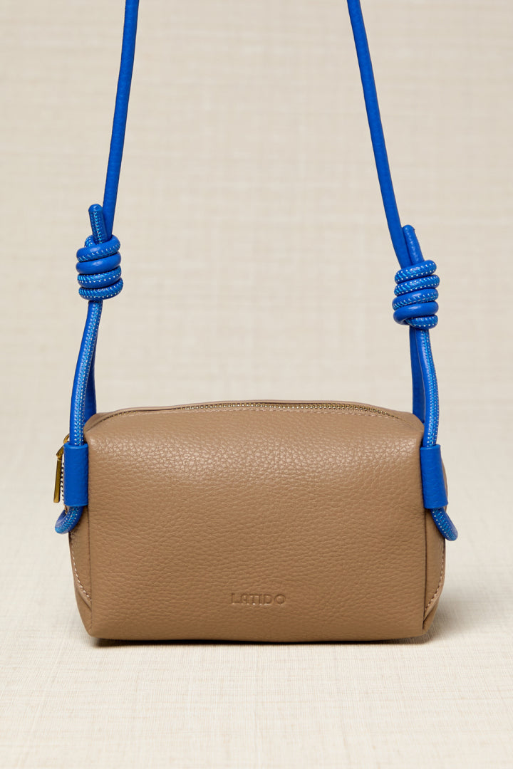 BOLSO BANDOLERA BICOLOR DE PIEL ECOLÓGICA AZUL