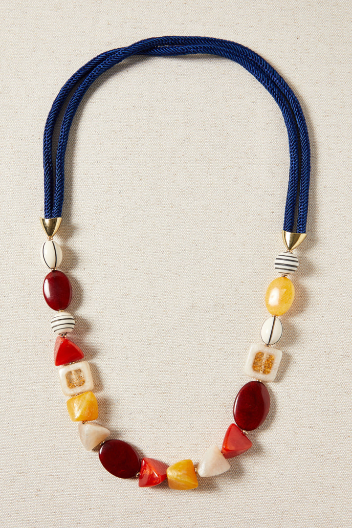 COLLAR CORDON MULTI PIEDRAS  MARRON