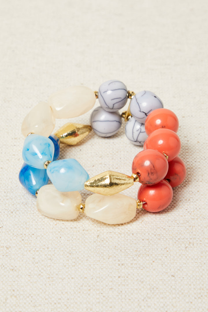 PULSERA MIL MUNDOS NACAR CORAL CON BAÑO DE ORO