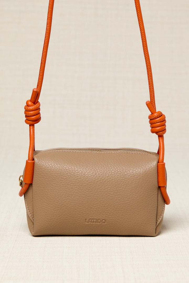 BOLSO BANDOLERA BICOLOR DE PIEL ECOLÓGICA NARANJA