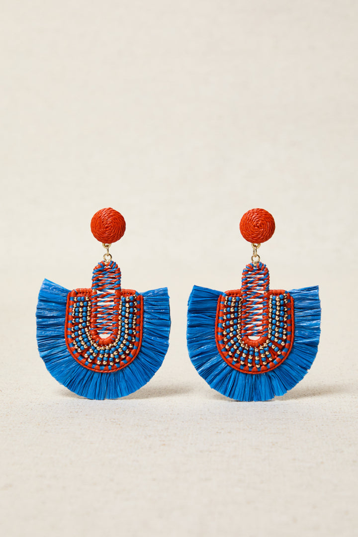 PENDIENTES ABANICO AZUL OSCURO