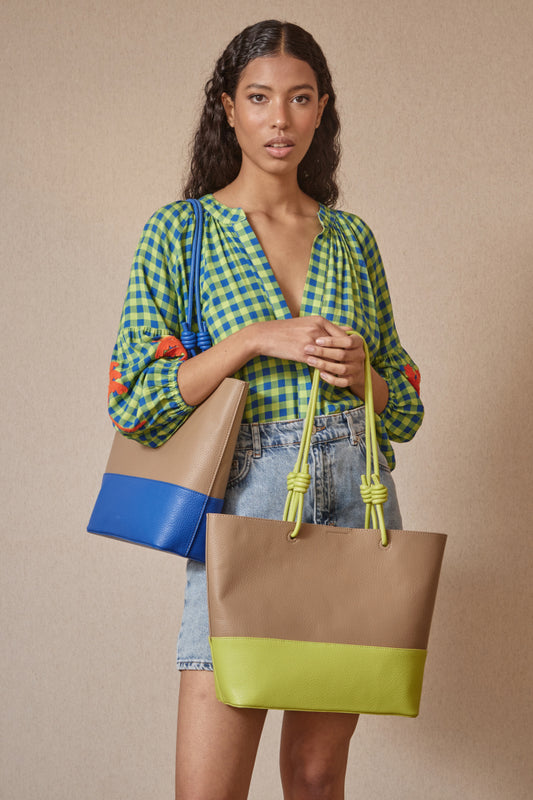 BOLSO BICOLOR PIEL ECOLOGICA VERDE LIMA