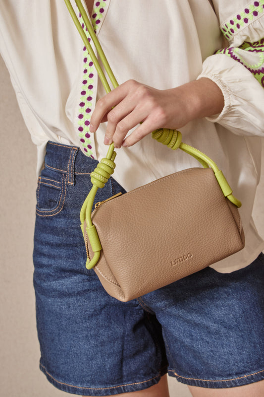 BOLSO BANDOLERA BICOLOR DE PIEL ECOLÓGICA VERDE LIMA