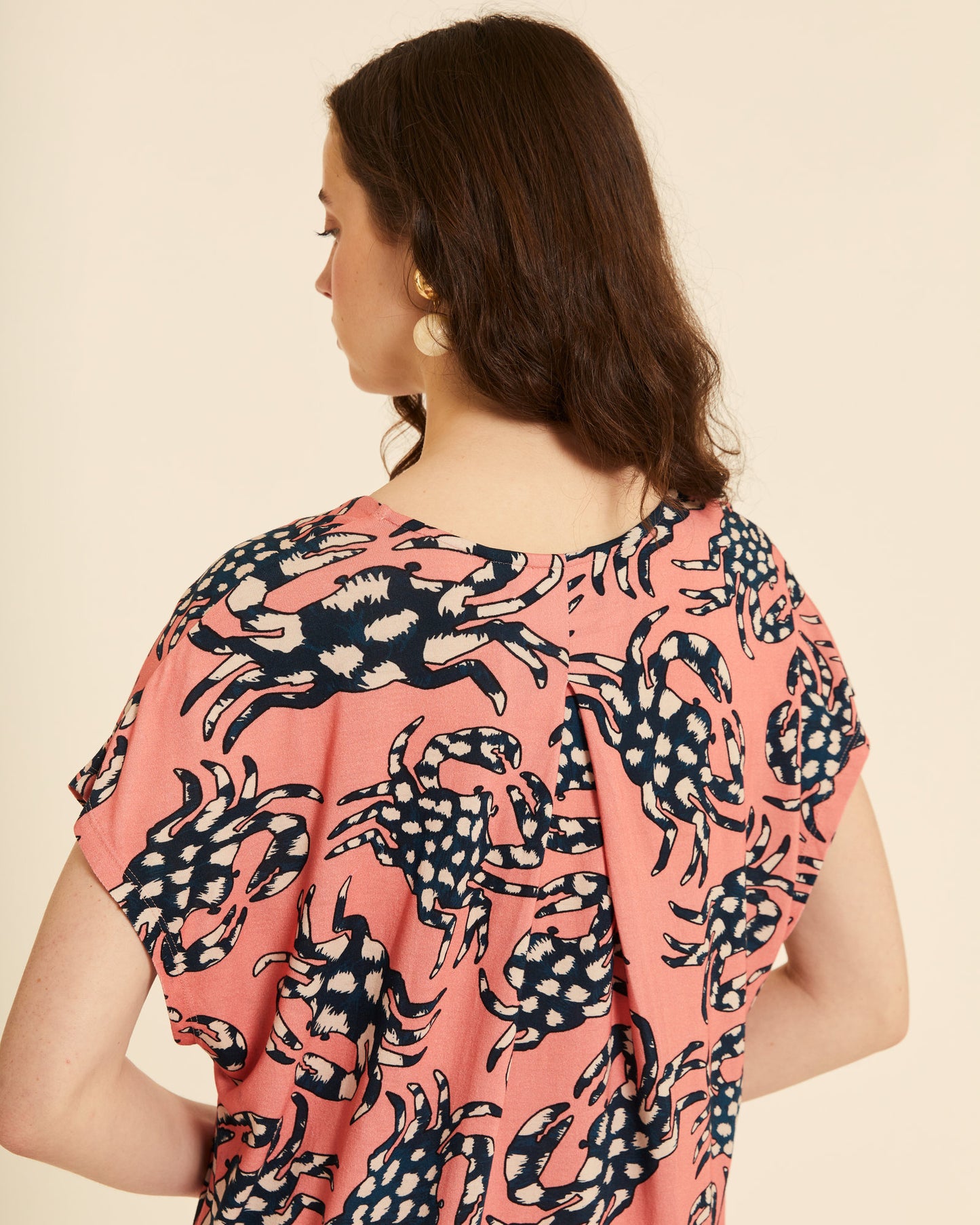 VESTIDO CUELLO PICO PINK CRABS ROSA