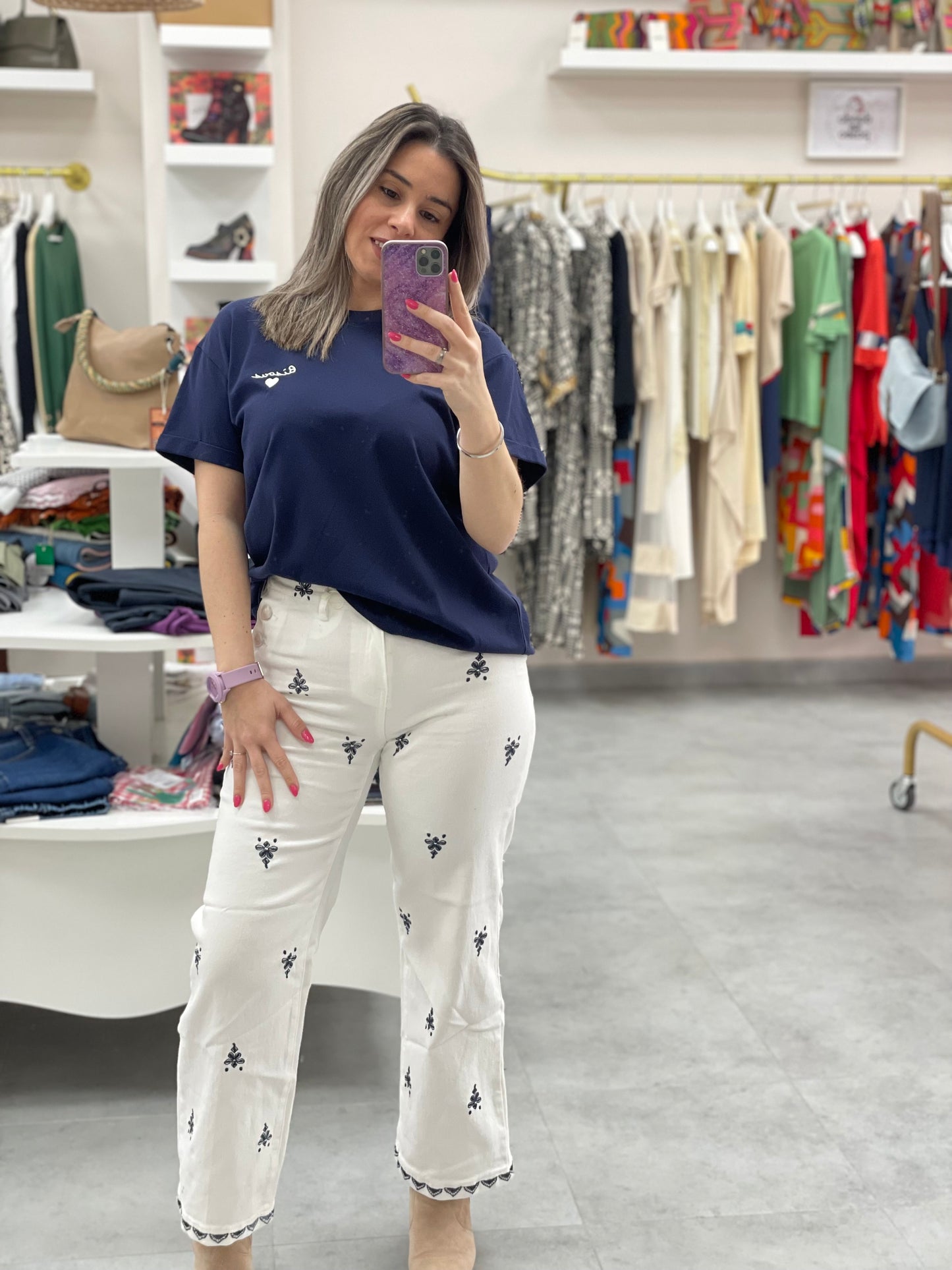 CAMISETA AZUL MARINO ALGODON 100% BISOUA