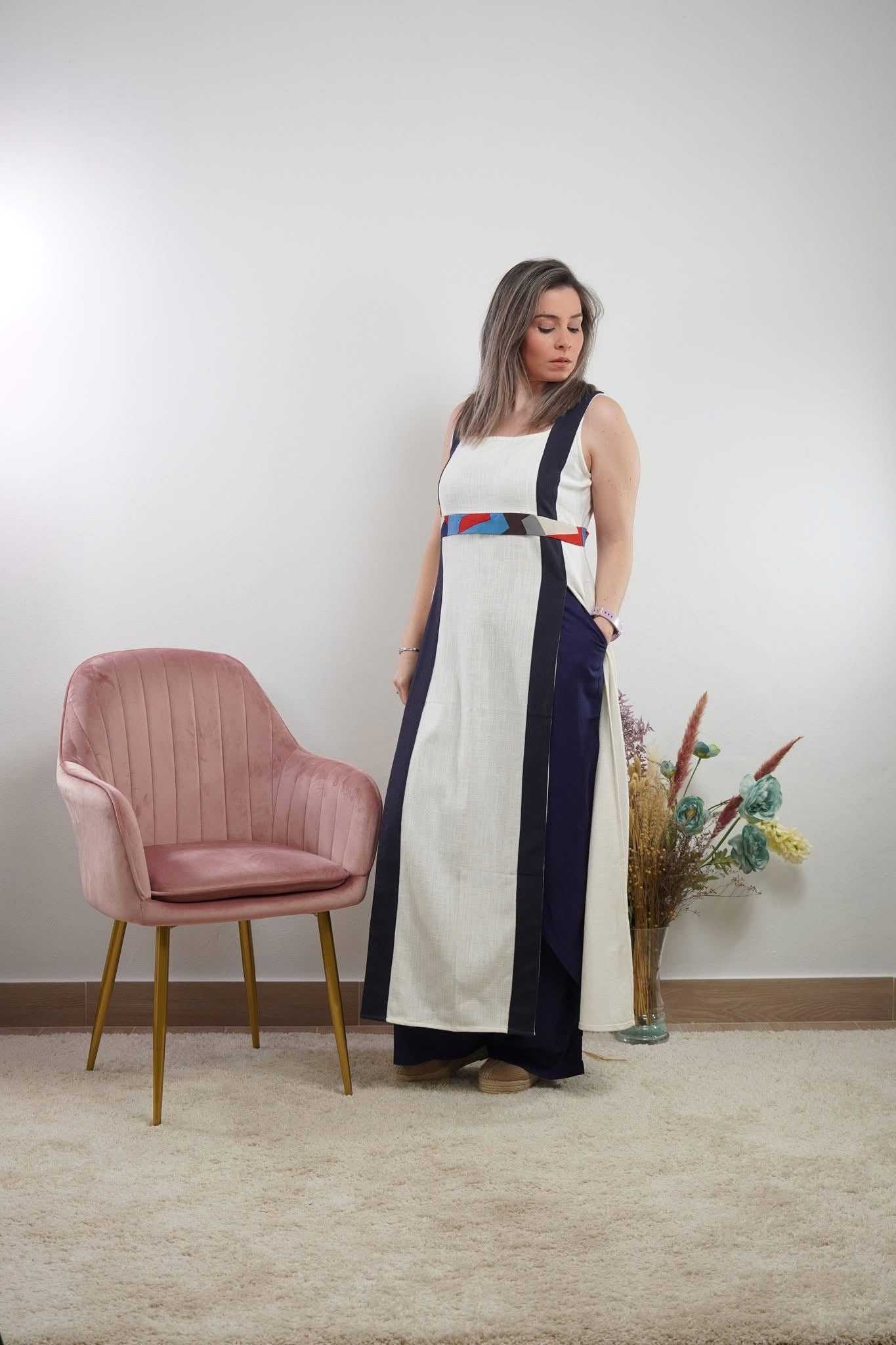 KURTA ESSENCE BLANCO ROTO MARINO MONDRIAN