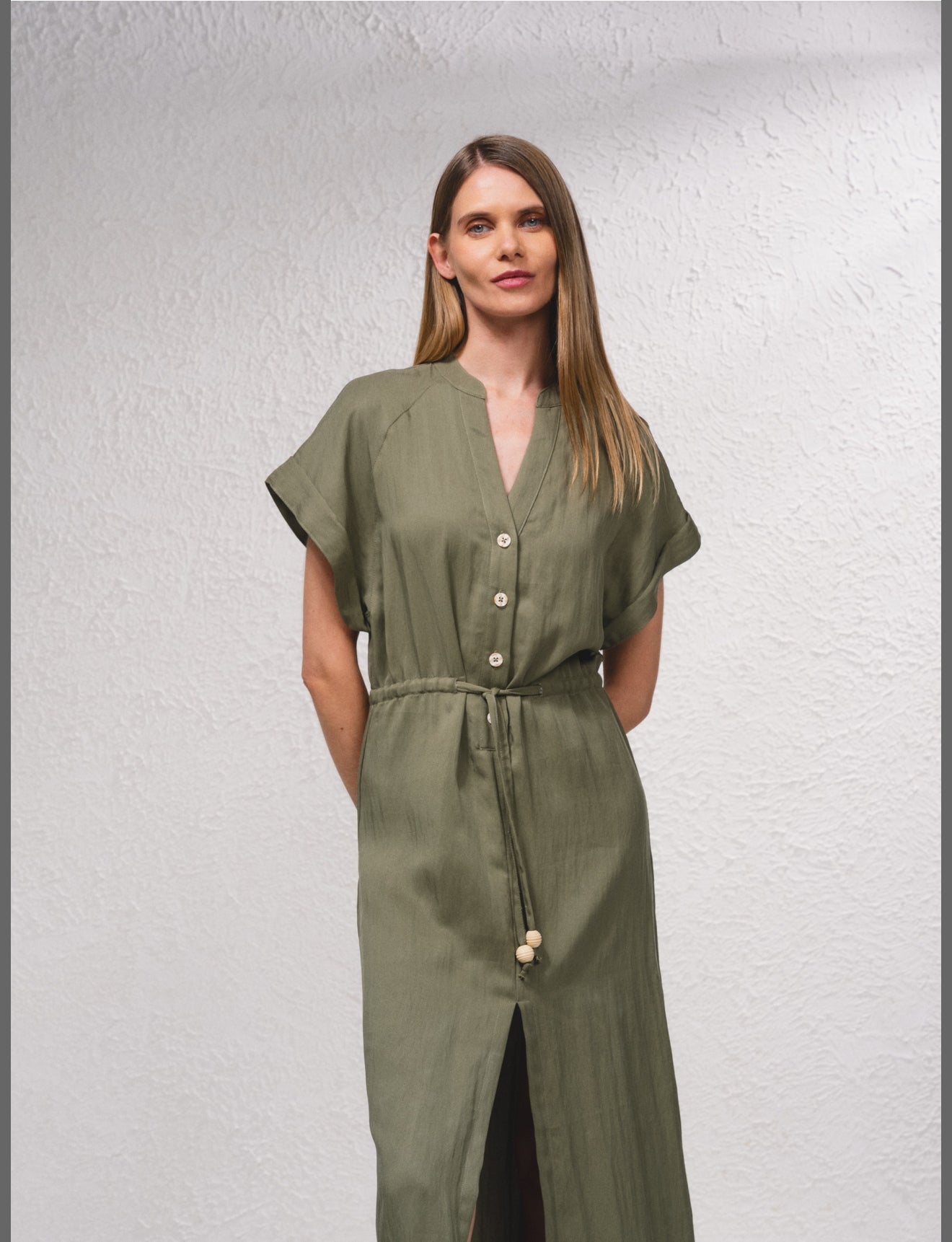 VESTIDO CAMISERO VERDE ABOTONADO