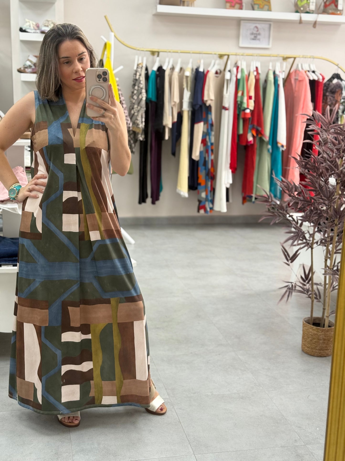 Vestido licra fría cuadros