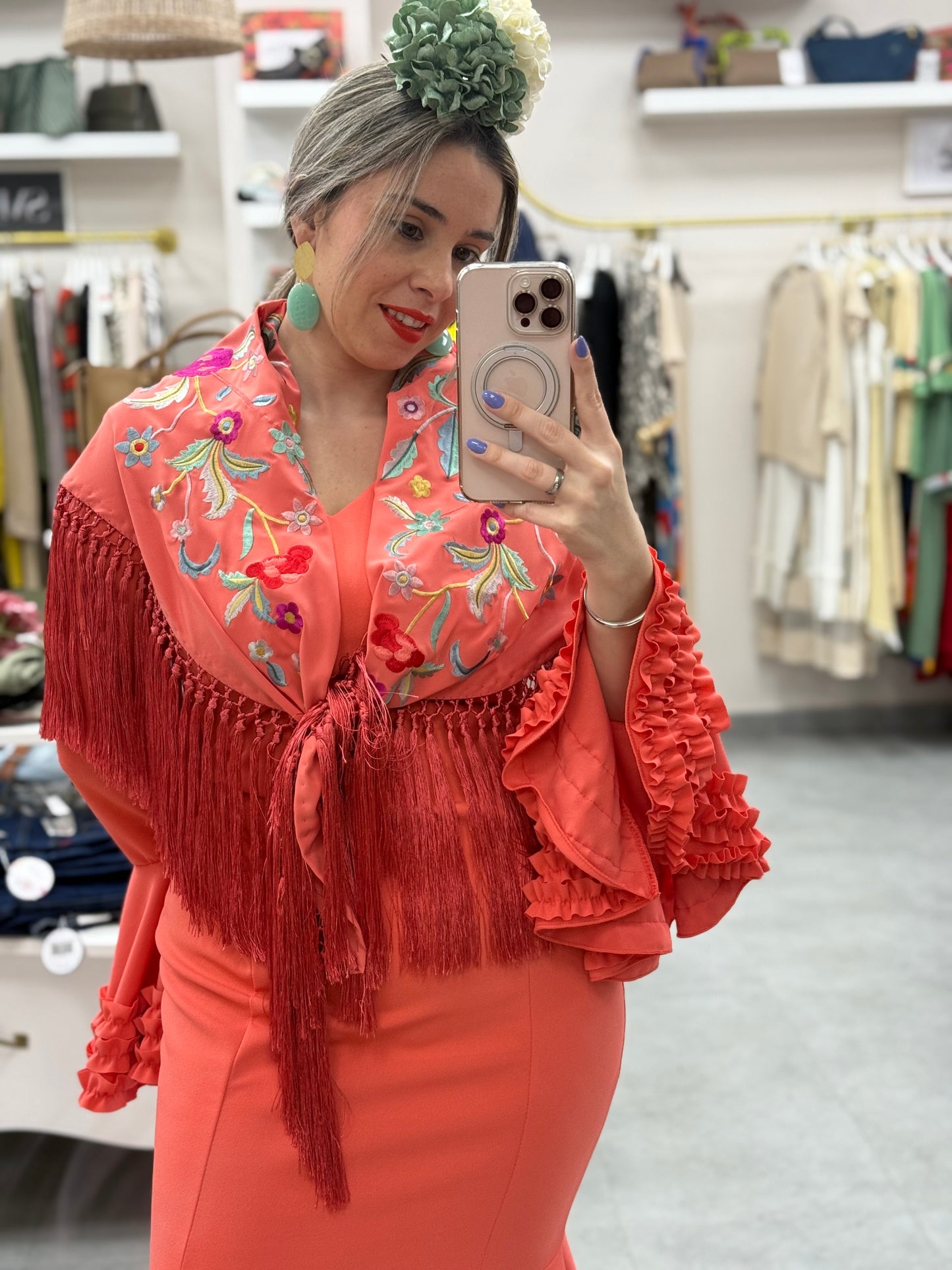 TRAJE FLAMENCA CARRUCHAS CORAL