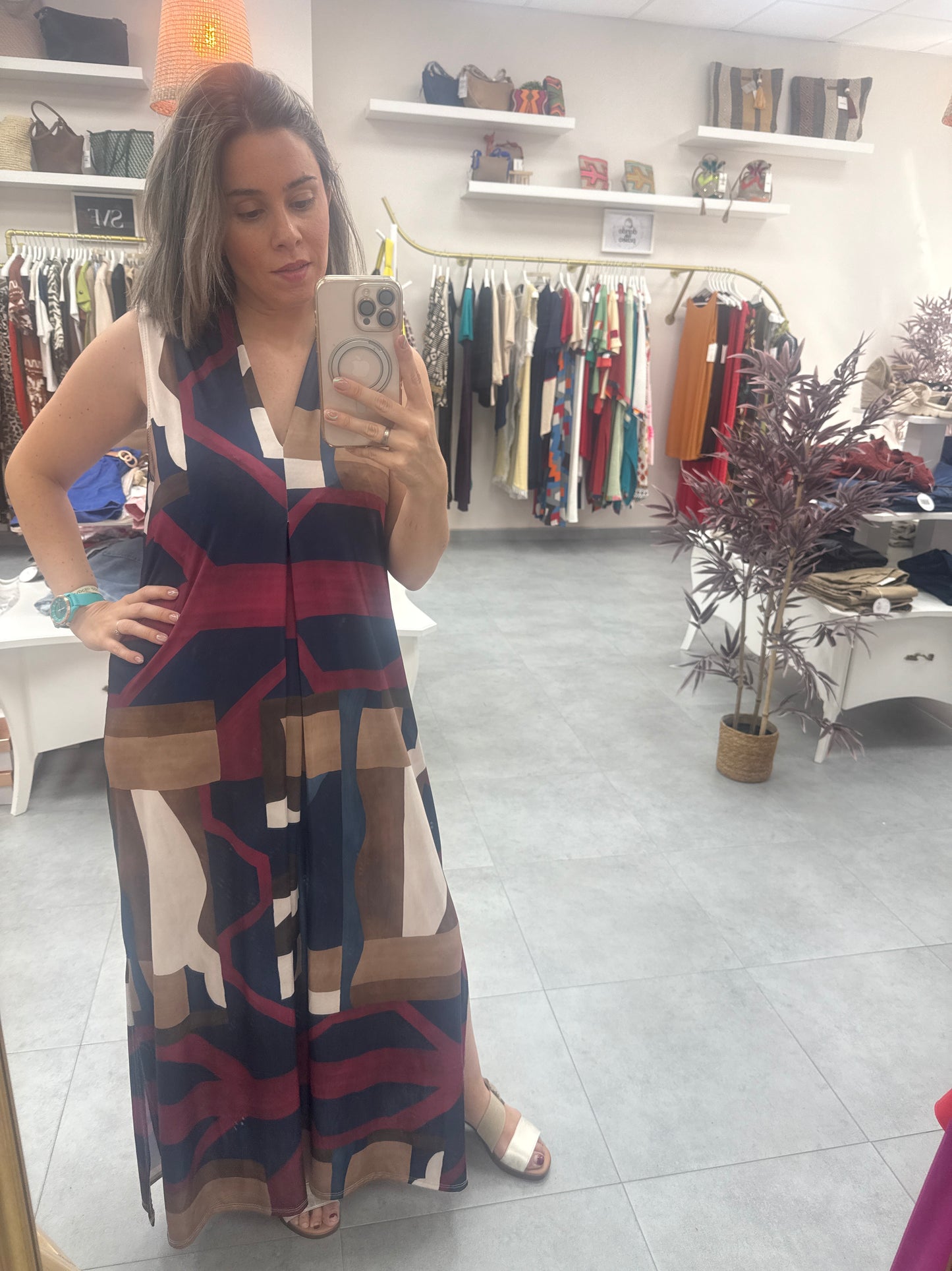 Vestido licra fría cuadros