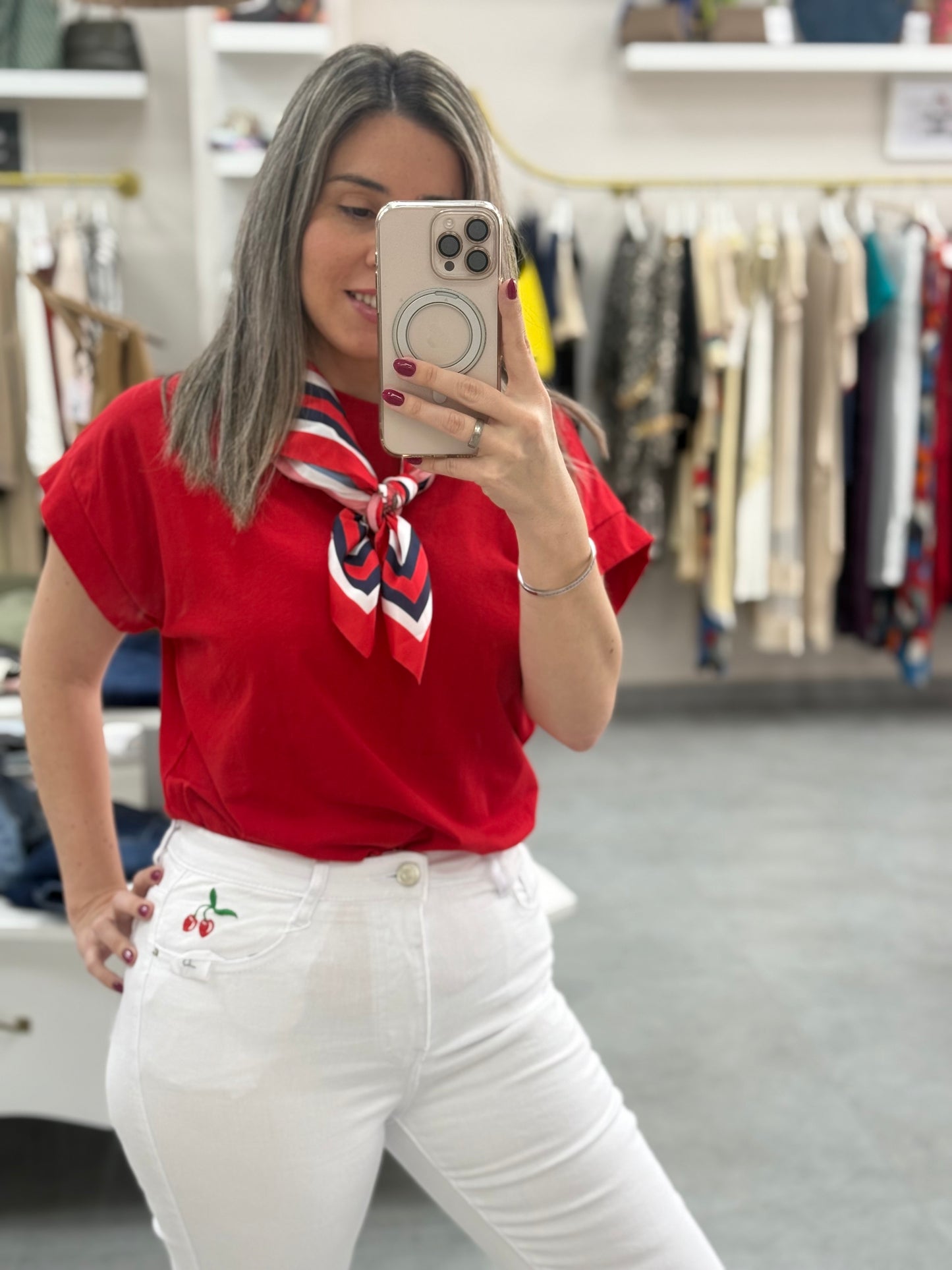 PANTALÓN VAQUERO BLANCO CEREZA