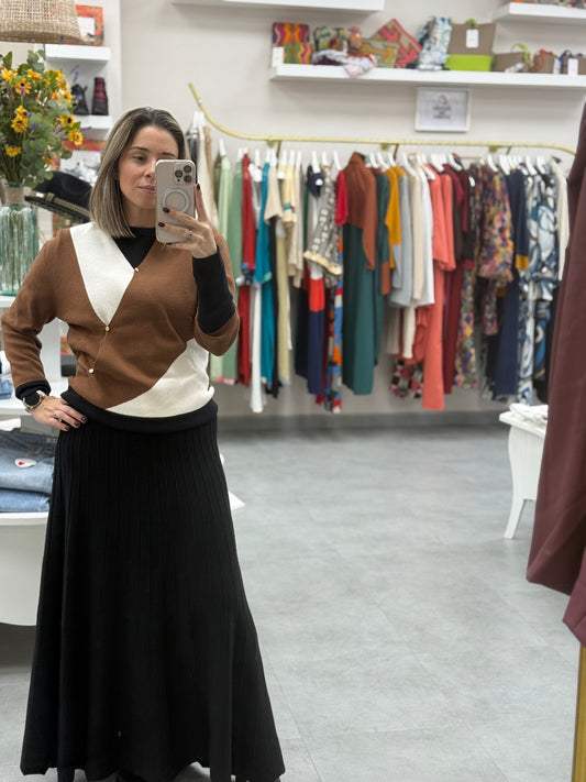 FALDA PUNTO ZIG ZAG NEGRA