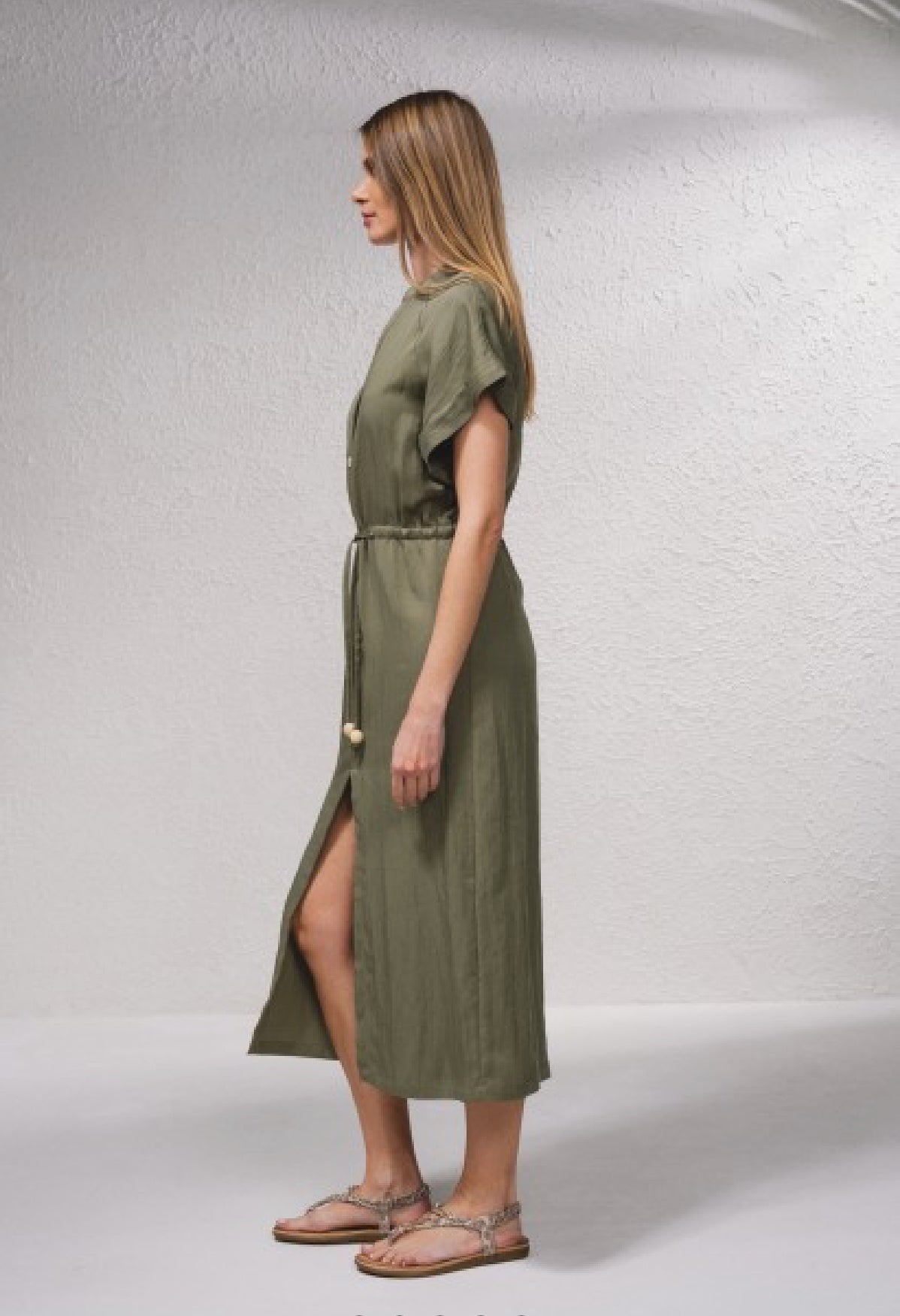 VESTIDO CAMISERO VERDE ABOTONADO