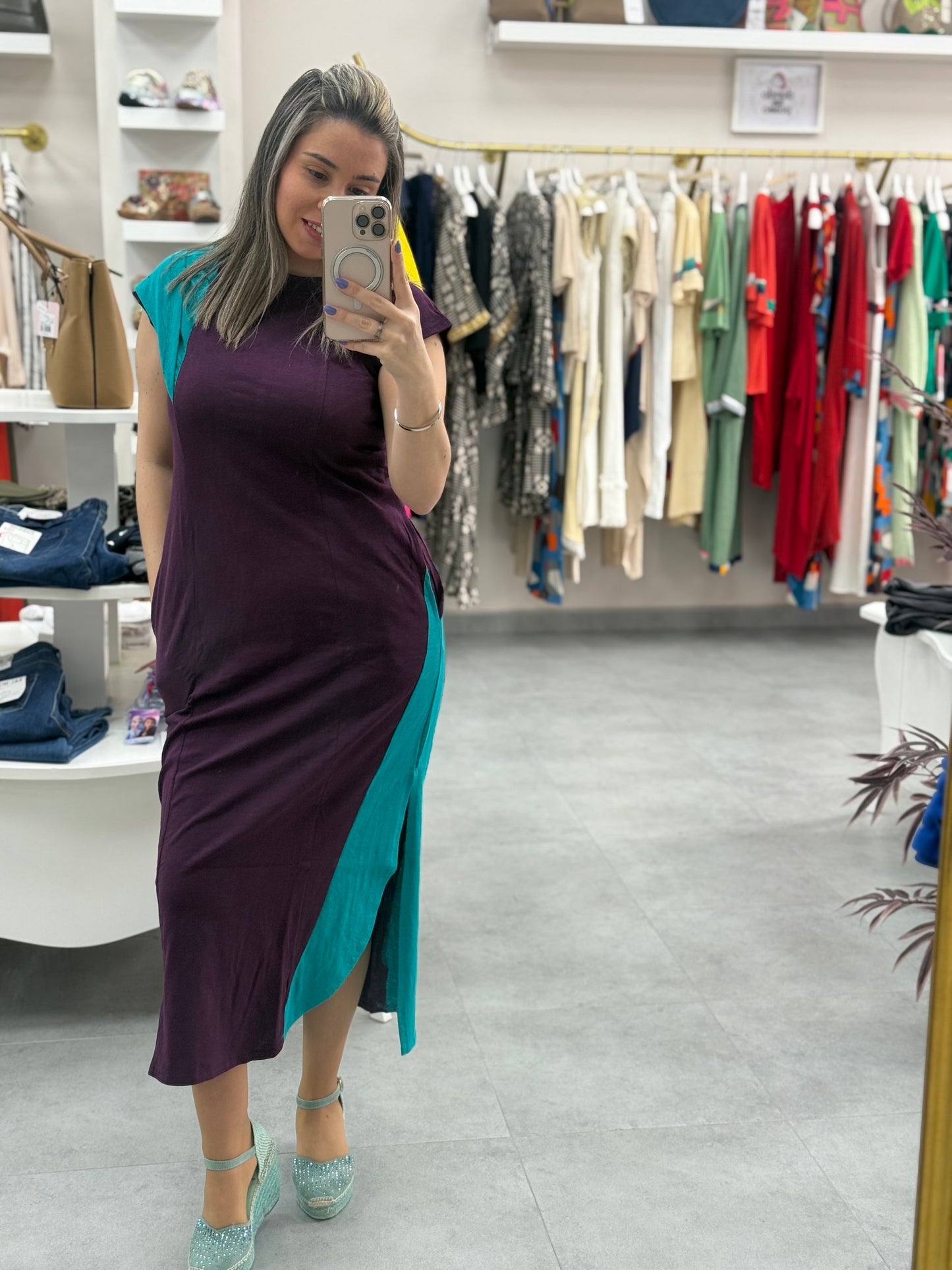 VESTIDO ALGODÓN BICOLOR