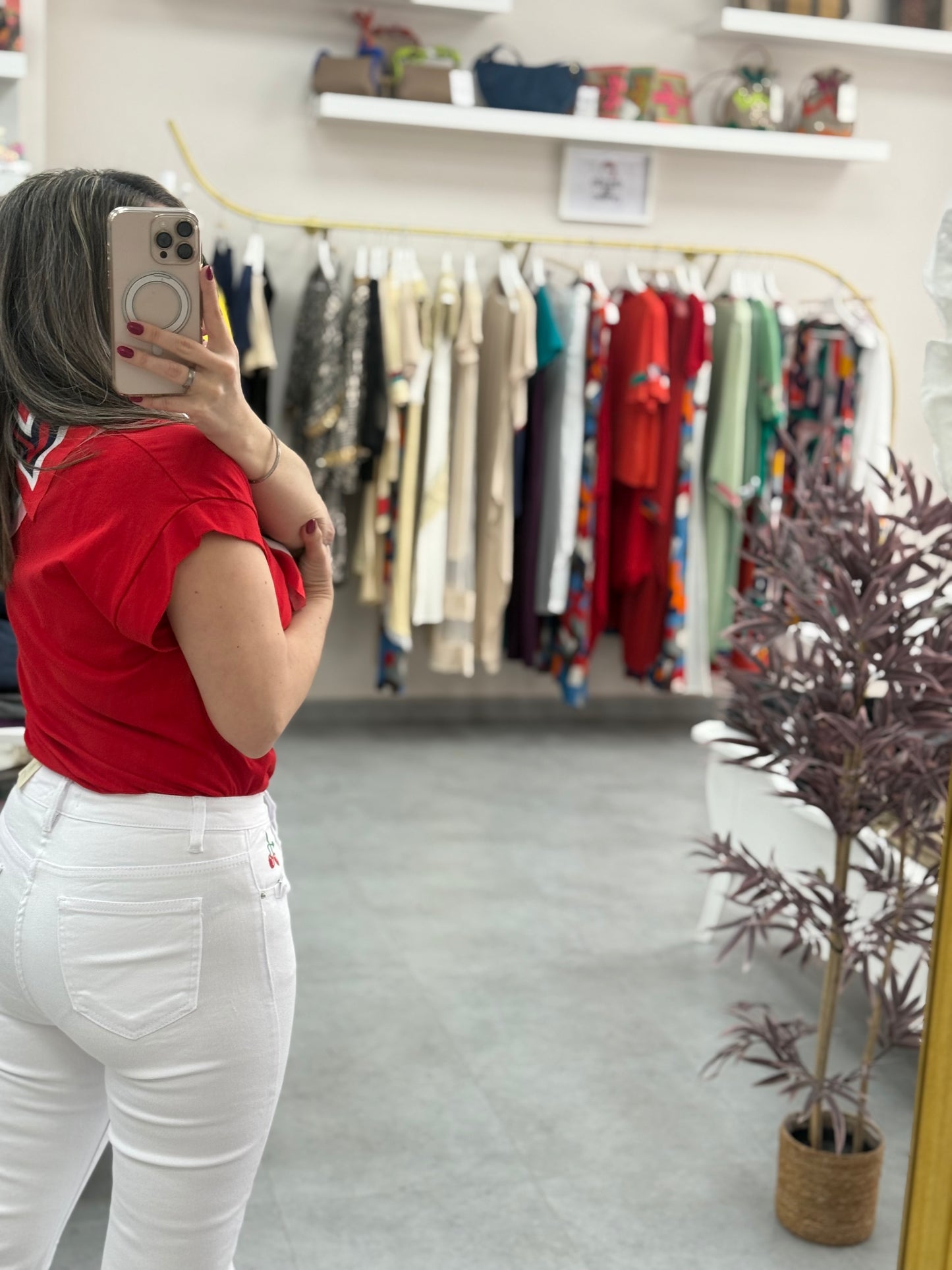 PANTALÓN VAQUERO BLANCO CEREZA
