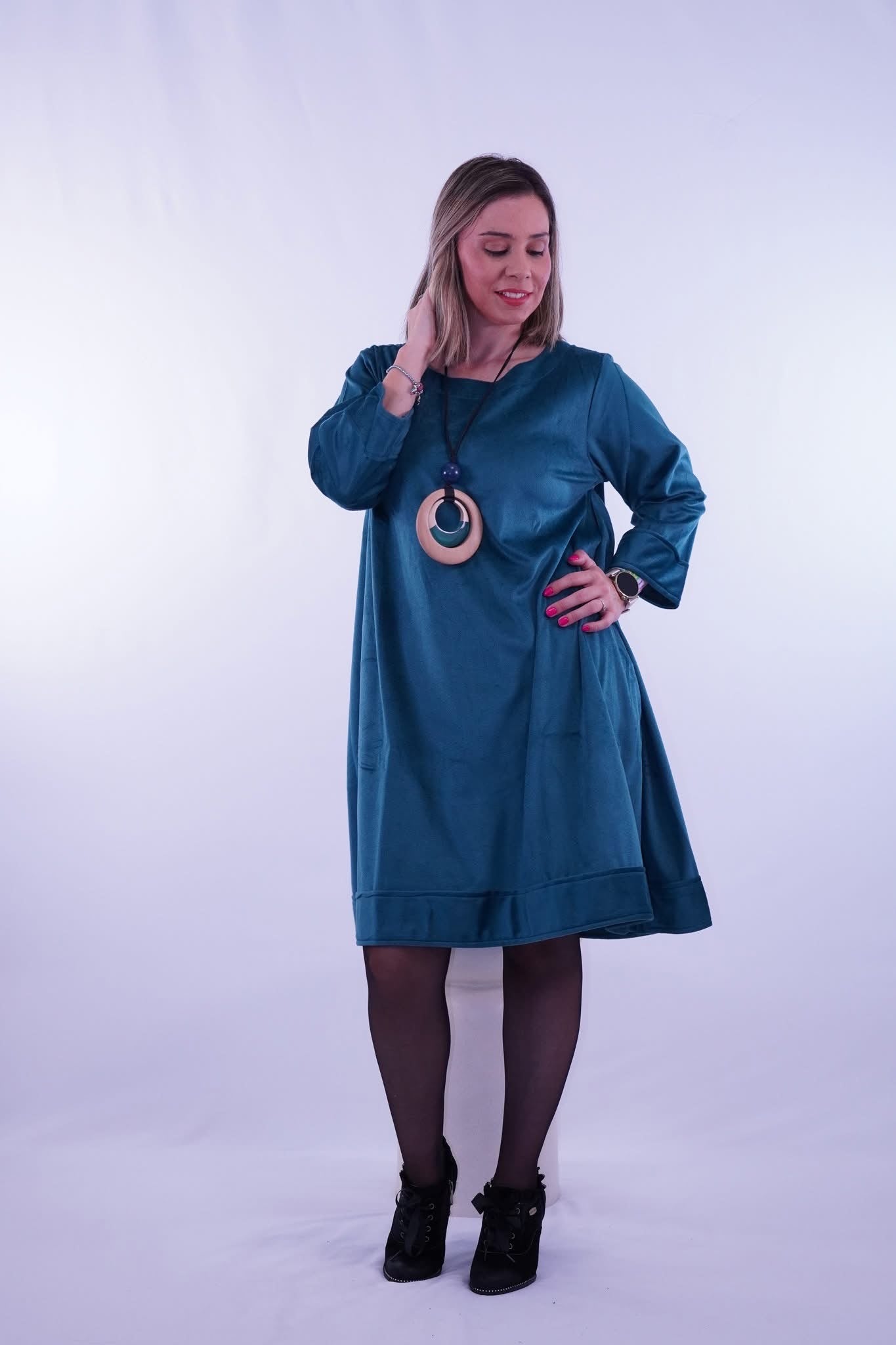 VESTIDO CORTO GRETA VERDE VELVET