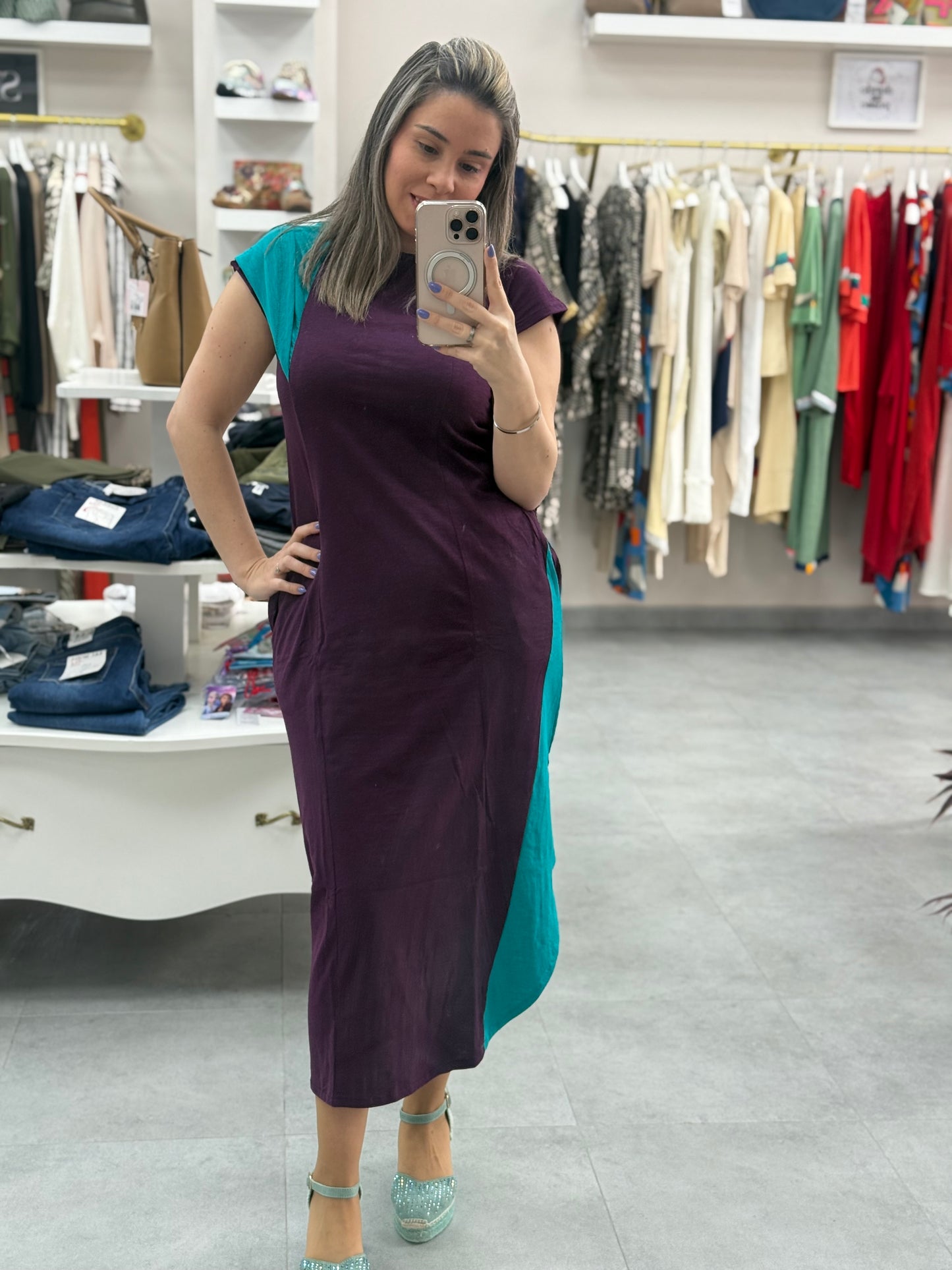 VESTIDO ALGODÓN BICOLOR