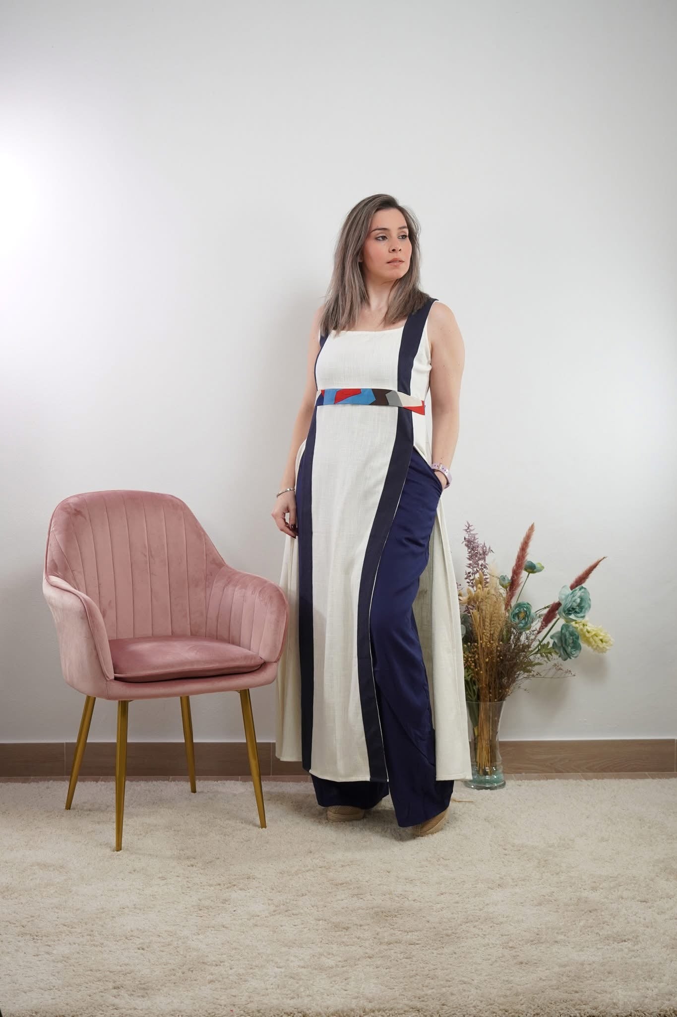 KURTA ESSENCE BLANCO ROTO MARINO MONDRIAN