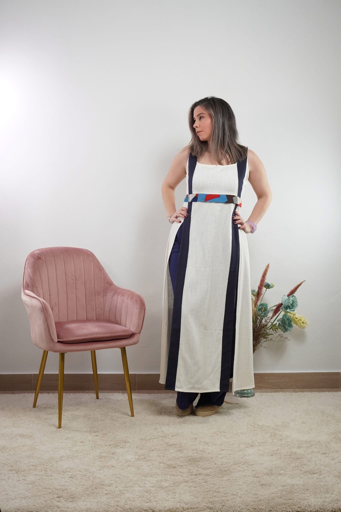 KURTA ESSENCE BLANCO ROTO MARINO MONDRIAN