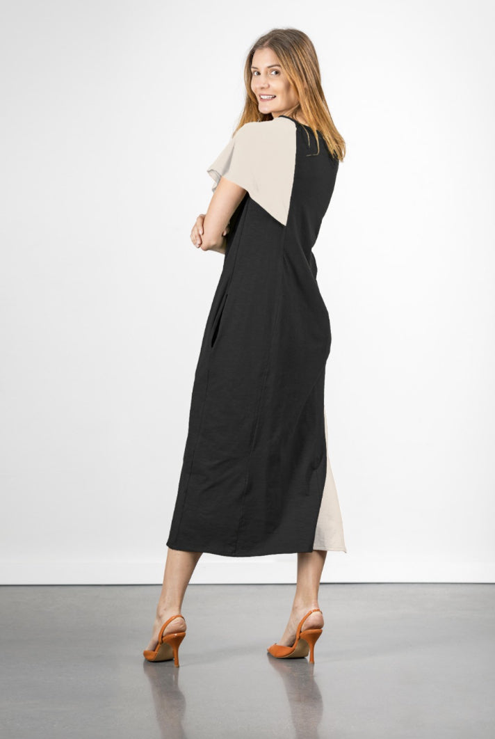 VESTIDO ALGODÓN BICOLOR