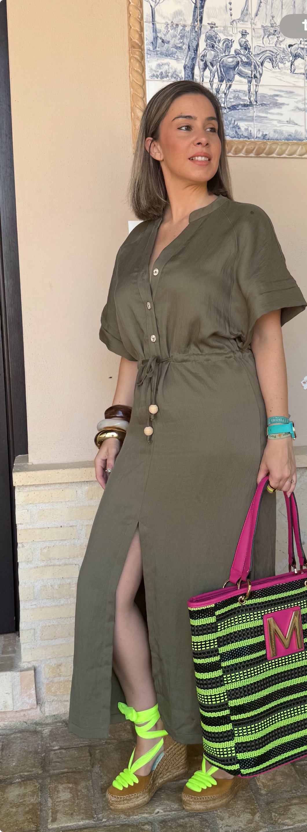 VESTIDO CAMISERO VERDE ABOTONADO