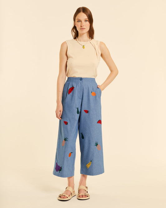 CULOTE DENIN CON BORDADOS FRUTALES