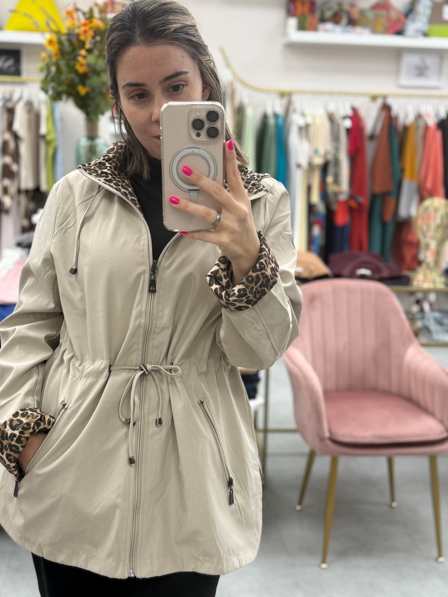 PARKA BEIGE ANIMAL PRINT REVERSIBLE