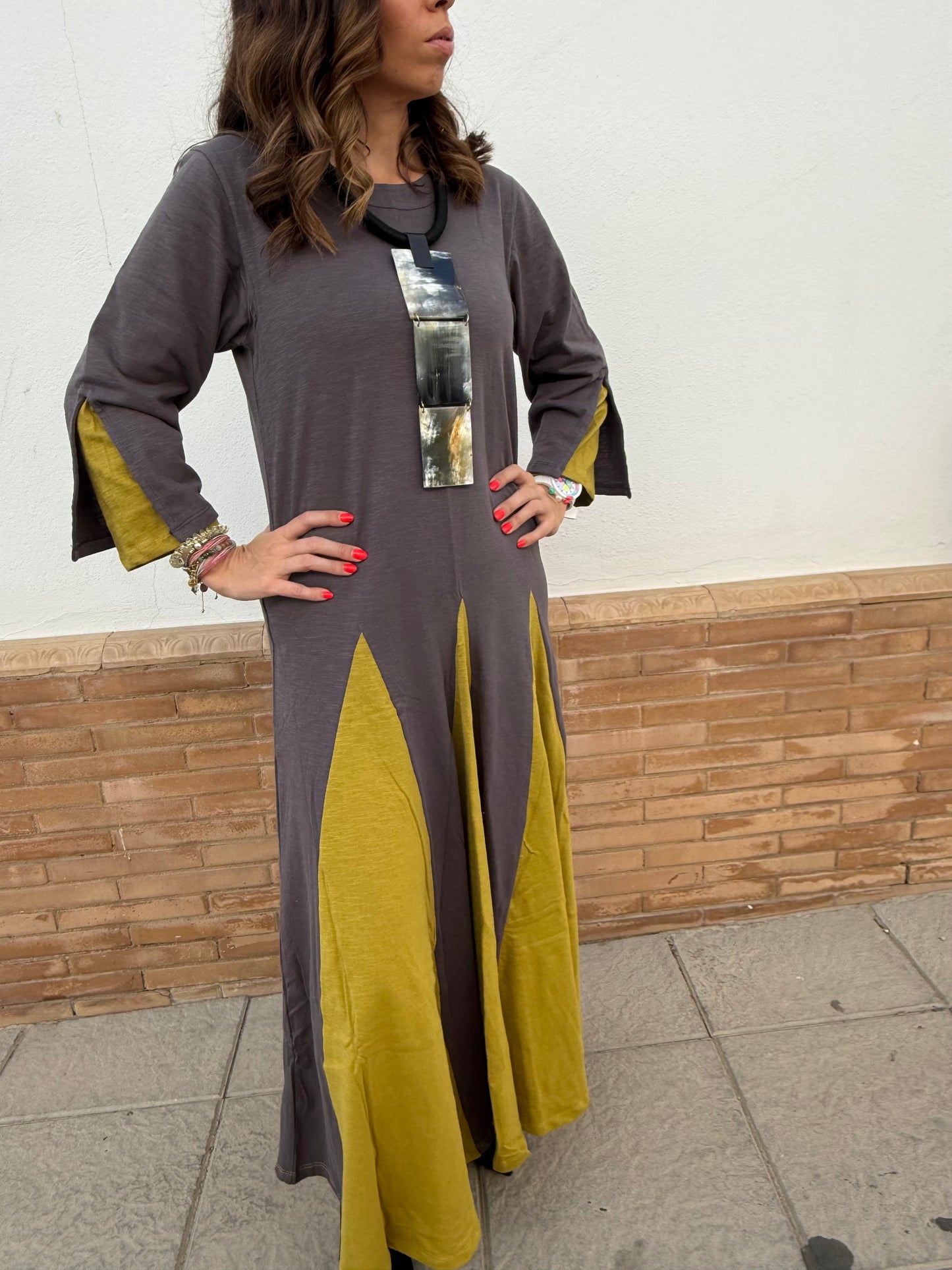 VESTIDO LARGO GODETES  MASON BAMBU ULLASA