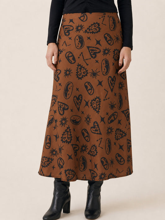 FALDA BROWN HEARTS