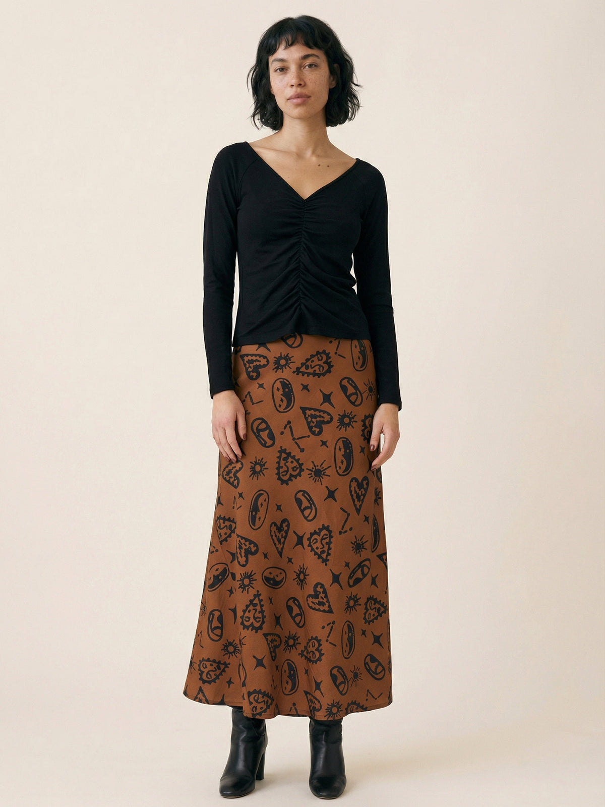 FALDA BROWN HEARTS