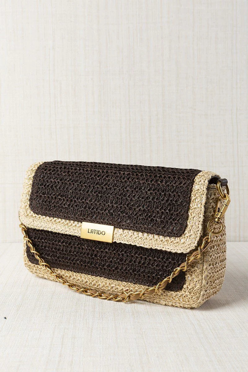 BOLSO RAFIA SOLAPA MIDI