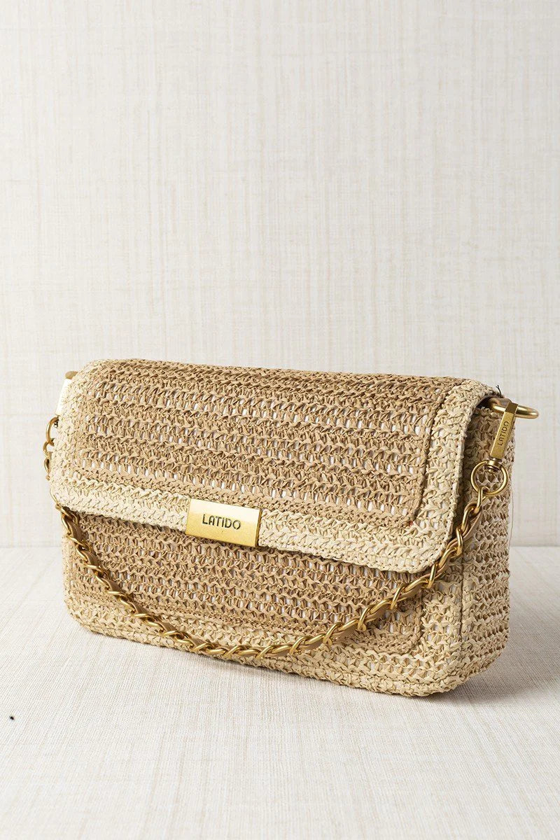 BOLSO RAFIA SOLAPA MIDI