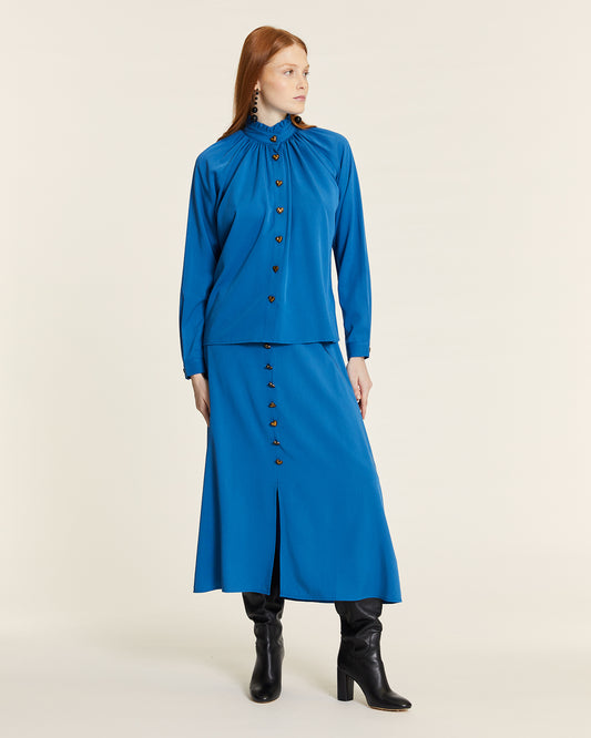 FALDA CON BOTONES DE CORAZON AZUL