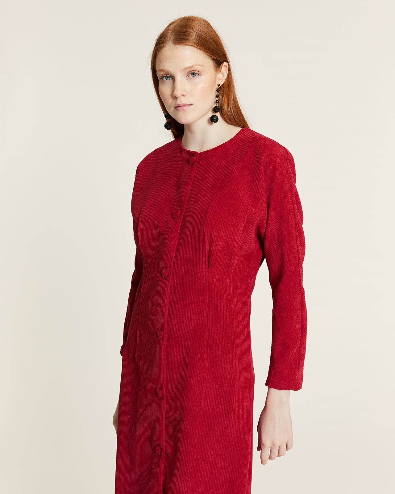 VESTIDO LARGO DE PANA ROJO