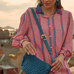 VESTIDO CAMISERO RAYADO ROJO