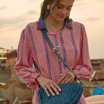 VESTIDO CAMISERO RAYADO ROJO