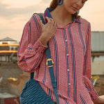 VESTIDO CAMISERO RAYADO ROJO