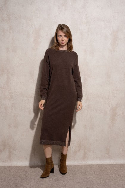 VESTIDO PUNTO MARRÓN