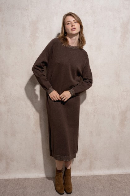 VESTIDO PUNTO MARRÓN