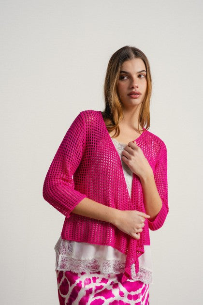 CHAQUETA DE CROCHET FUSIA