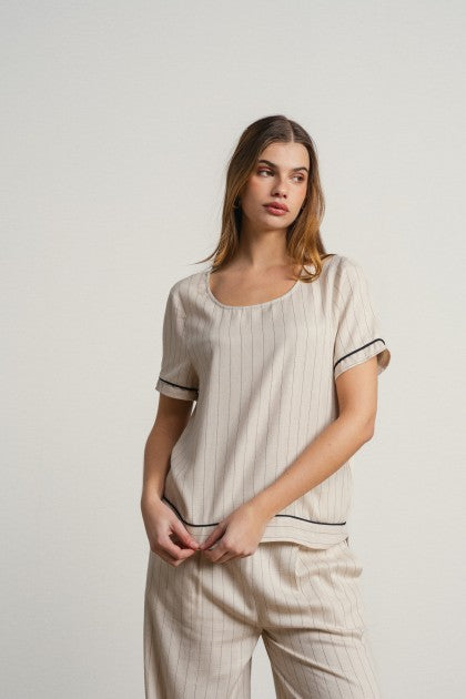 BLUSA DE RAYAS BEIGE